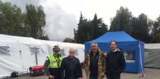 Diano Marina, il sindaco Chiappori e il vice Za Garibaldi in visita al campo all’estito dall’ANA Protezione Civile: “Grandi capacità organiozzative in caso di emergenza”
