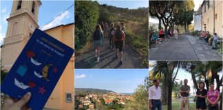 Diano Marina, successo per il primo trekking letterario con l’autore Luca Chieregato e la guida Barbara Campanini trekking letterario diano marina