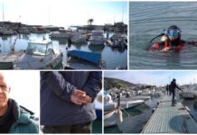 Arma di Taggia: porto della Darsena ancora fermo dopo la mareggiata; stamattina sub al lavoro per il rilevo del fondale darsena arma di taggia