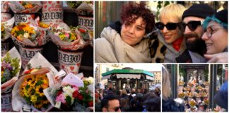I Coma_Cose regalano fiori ai loro fans nel cuore di Sanremo coma cose
