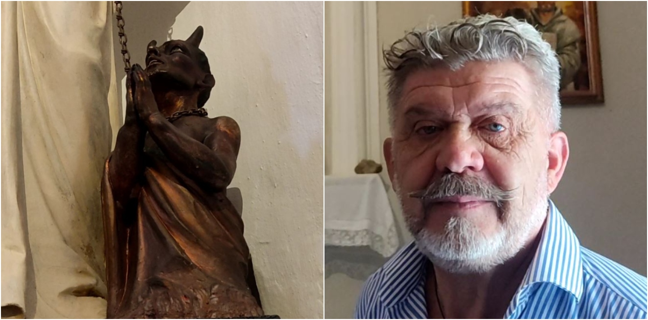 Ventimiglia qui il Diavolo prega accanto alla statua di San Bernardo