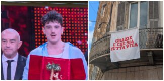Sanremo 2025: ‘Grazie e che sia tutta vita’, la scritta apparsa sul balcone di Olly tutta vita Olly