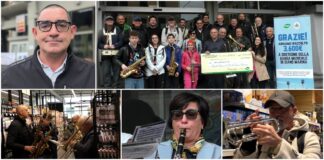 Flash mob a Diano Marina: il ringraziamento della Banda Musicale per la donazione di 3.600 euro dal gruppo Arimondo dopo l’incendio Flash mob Diano Banda