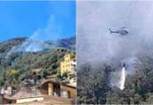 Incendio a Badalucco, elicottero in azione per domare le fiamme incendio badalucco