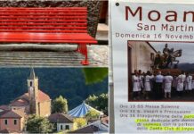 Moano, frazione di Pieve di Teco, celebra il Patrono e inaugura una panchina rossa contro la violenza sulle donne Panchina rossa moano (1)