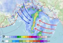 Meteo Liguria: Arpal chiude l’allerta gialla per neve sui versanti padani di ponente, persistono venti e piogge