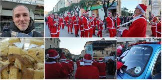 Diano Marina, in centro risuona l’atmosfera delle feste con la banda cittadina dei Babbi Natale sfilata babbi natale diano marina