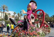 Ventimiglia al Corso Fiorito di Sanremo con il carro “Quark” realizzato da “Cheli d’ina vota” carro fiorito ventimiglia