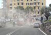 Ventimiglia, auto in fiamme a Largo Torino: traffico paralizzato auto in fiamme largo torino ventimiglia