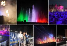 Vallecrosia al Mare, piazza Ex Mercato dei Fiori piena per lo spettacolo delle Fontane Danzanti
