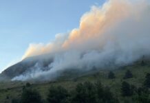 Imperia, incendio al Passo della Mezzaluna. In azione Vigili del fuoco, Protezione civile ed elicottero incincendio passo mezzalunaendio mezzaluna