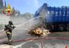 Taggia, incendio a un compattatore vicino al Carrefour: intervento dei Vigili del Fuoco