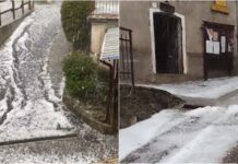 Violenta grandinata a Mendatica: strade invase da acqua e ghiaccio grandine mendatica