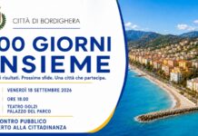 Bordighera, la giunta presenta i primi 100 giorni di amministrazione in un incontro pubblico