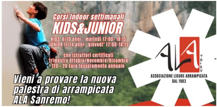 A Sanremo la nuova palestra di arrampicata ALA apre le porte: il 2 ottobre l'Open Day per grandi e piccini A Sanremo la nuova palestra di arrampicata ALA apre le porte: il 2 ottobre l'Open Day per grandi e piccini