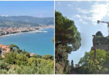 Diano Marina, al via lo smontaggio della gru sotto Capo Berta: “Restituisce bellezza al panorama” gru capo berta